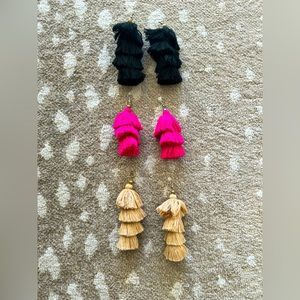 Tassel earrings set of 3 Boho Resort Beach